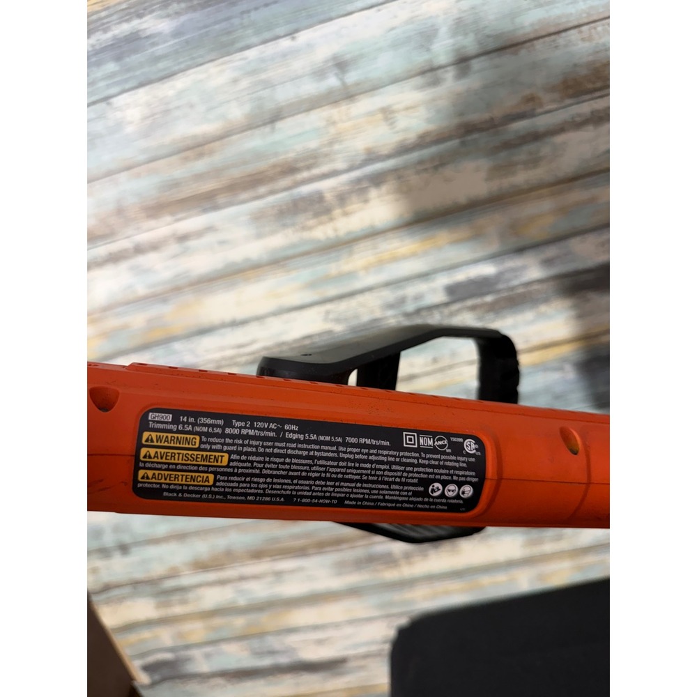 Black & Decker GH900 String Trimmer 14" Orange Good 6.5A Corded Electric Edger - Picture 5 of 7